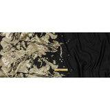 Metallic Golden Mist and Black Spotted and Splattered Luxury Brocade