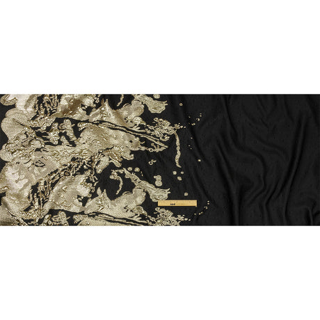 Metallic Golden Mist and Black Spotted and Splattered Luxury Brocade