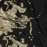 Metallic Golden Mist and Black Spotted and Splattered Luxury Brocade