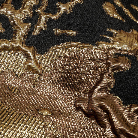 Metallic Bronze Mist and Black Spotted and Splattered Luxury Brocade