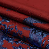 Metallic Diode Blue and Dark Red Spotted and Splattered Luxury Brocade