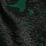 Metallic Black and Dark Green Floral Luxury Brocade with Sheer Stripes