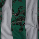Metallic Black and Dark Green Floral Luxury Brocade with Sheer Stripes