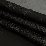 Metallic Black Floral Luxury Brocade with Sheer Stripes