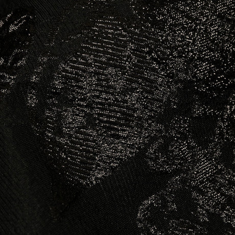 Metallic Black Floral Luxury Brocade with Sheer Stripes