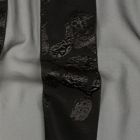 Metallic Black Floral Luxury Brocade with Sheer Stripes