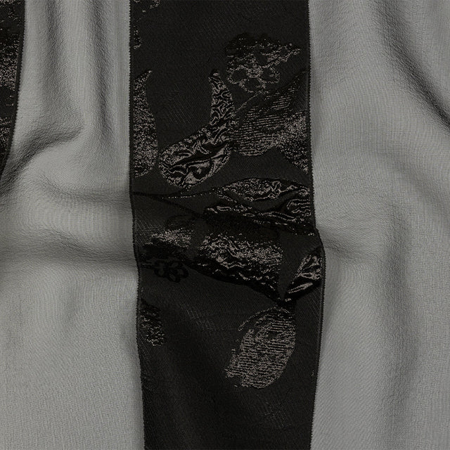 Metallic Black Floral Luxury Brocade with Sheer Stripes
