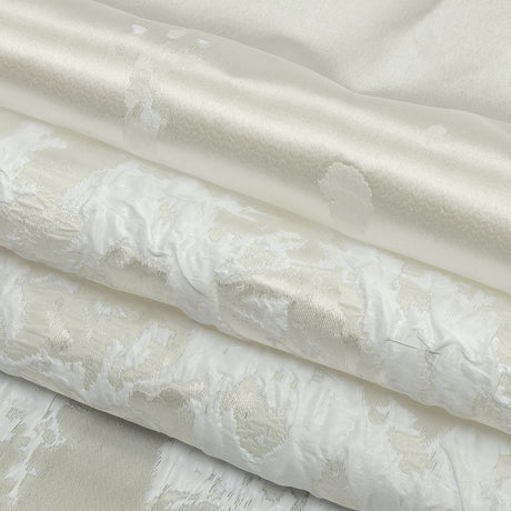 Metallic White Abstract Border Luxury Brocade