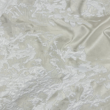 Metallic White Abstract Border Luxury Brocade