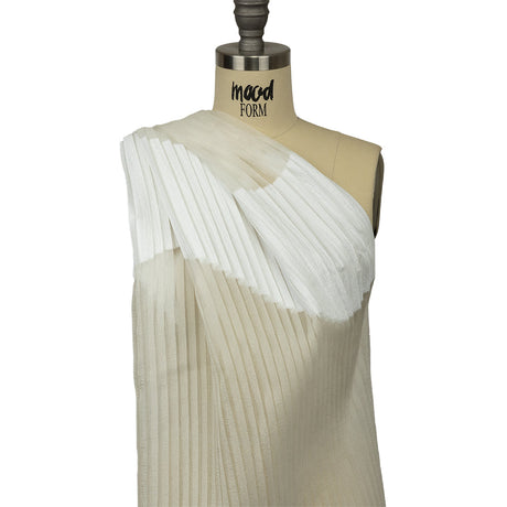 Metallic White Waves Pleated Luxury Burnout Brocade