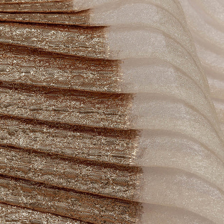 Metallic Champagne Waves Pleated Luxury Burnout Brocade