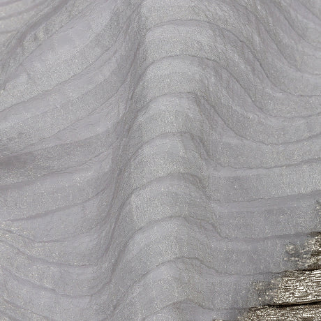 Metallic Gray Waves Pleated Luxury Burnout Brocade