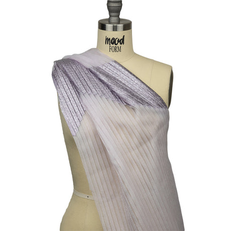 Metallic Lilac Waves Pleated Luxury Burnout Brocade