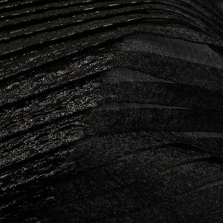 Metallic Black Waves Pleated Luxury Burnout Brocade