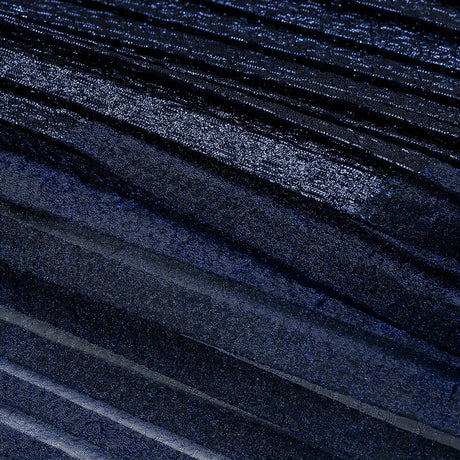 Metallic Navy Blue Waves Pleated Luxury Burnout Brocade