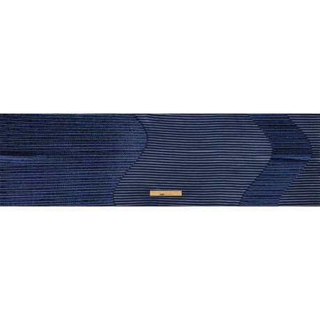 Metallic Navy Blue Waves Pleated Luxury Burnout Brocade