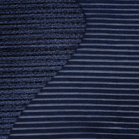 Metallic Navy Blue Waves Pleated Luxury Burnout Brocade