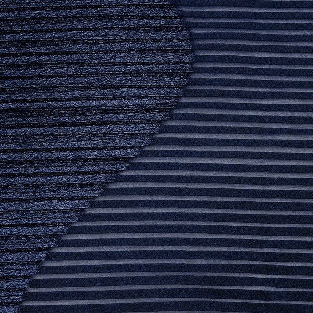 Metallic Navy Blue Waves Pleated Luxury Burnout Brocade