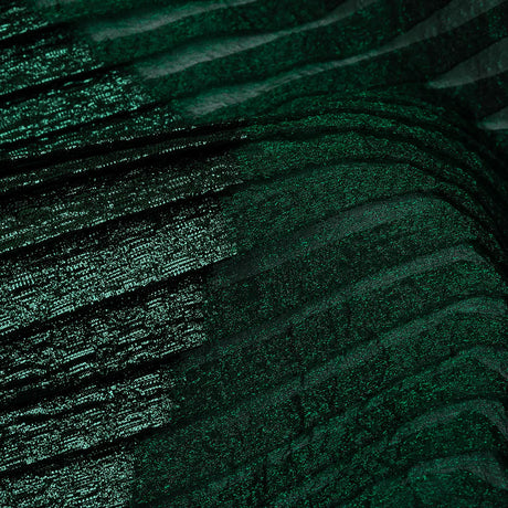 Metallic Abundant Green Waves Pleated Luxury Burnout Brocade