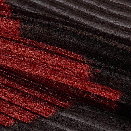 Metallic Savvy Red and Black Waves Pleated Luxury Burnout Brocade