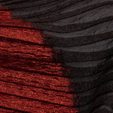 Metallic Savvy Red and Black Waves Pleated Luxury Burnout Brocade