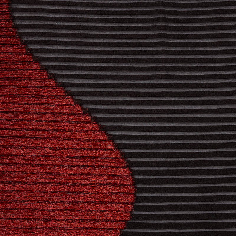 Metallic Savvy Red and Black Waves Pleated Luxury Burnout Brocade