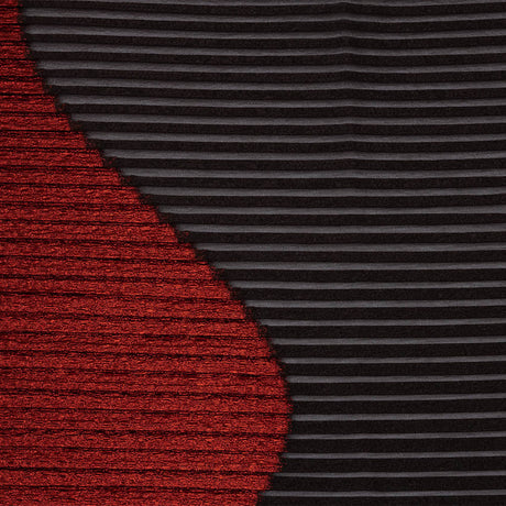 Metallic Savvy Red and Black Waves Pleated Luxury Burnout Brocade