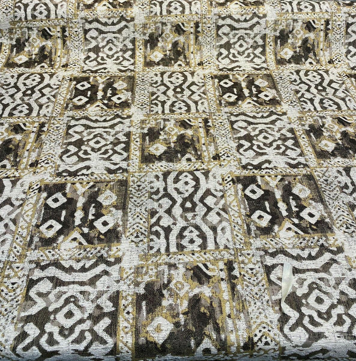 Tanggula Chenille Fabric - Smoke Gold Native Print, 57" Width (1 Yard)