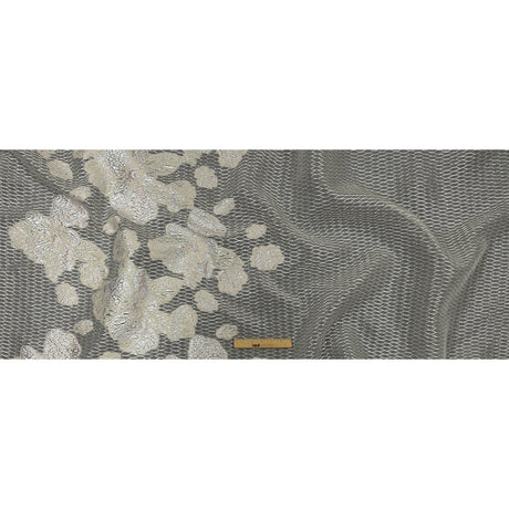 Metallic Silver, Petal Pink and Pearled Ivory Florals and Latticework Sheer Luxury Brocade