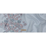 Metallic Silver, Candy Pink and Purple Rose Florals and Latticework Sheer Luxury Brocade