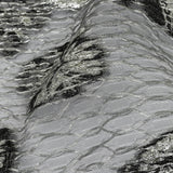 Metallic SIlver and Black Florals and Latticework Sheer Luxury Brocade
