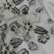 Metallic SIlver and Black Florals and Latticework Sheer Luxury Brocade