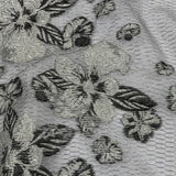 Metallic SIlver and Black Florals and Latticework Sheer Luxury Brocade