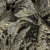 Metallic Ice Flow, Gold and Gunpowder Flashy Flowers Luxury Burnout Brocade