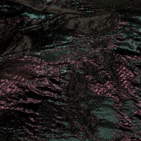 Metallic Vitality, Evergreen and Gunpowder Flashy Flowers Luxury Burnout Brocade
