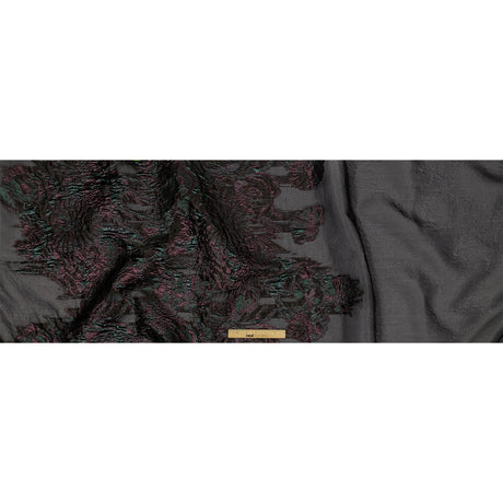 Metallic Vitality, Evergreen and Gunpowder Flashy Flowers Luxury Burnout Brocade