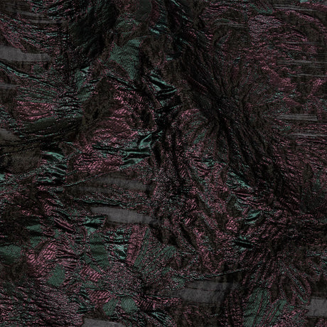 Metallic Vitality, Evergreen and Gunpowder Flashy Flowers Luxury Burnout Brocade