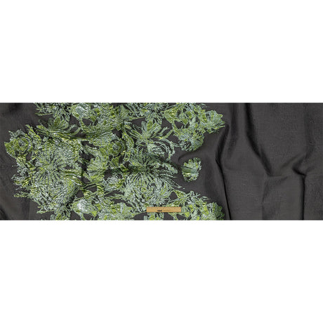 Metallic Leprechaun Dust, Aqua and Black Flashy Flowers Luxury Burnout Brocade