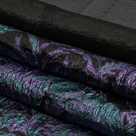 Metallic Mystic Vibes, Mega Marine and Blackened Blue Flashy Flowers Luxury Burnout Brocade