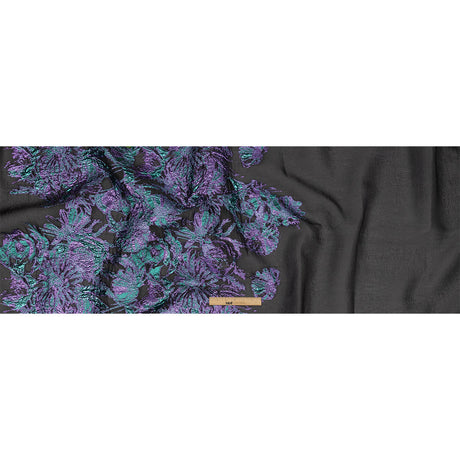 Metallic Mystic Vibes, Mega Marine and Blackened Blue Flashy Flowers Luxury Burnout Brocade