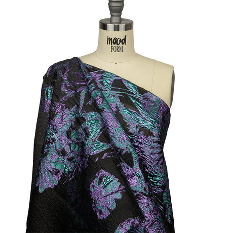 Metallic Mystic Vibes, Mega Marine and Blackened Blue Flashy Flowers Luxury Burnout Brocade