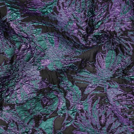 Metallic Mystic Vibes, Mega Marine and Blackened Blue Flashy Flowers Luxury Burnout Brocade