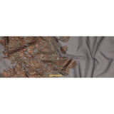 Metallic Coral, Gold and Gray Flashy Flowers Luxury Burnout Brocade