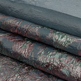 Metallic Pink, Blue Snow and Steel Blue Flashy Flowers Luxury Burnout Brocade