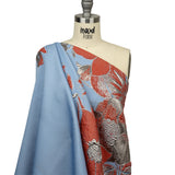 Metallic Silver, Coral and Blue Floral Luxury Brocade