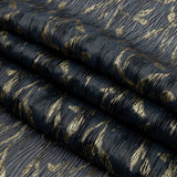 Metallic Gold and Steel Leafy Stems Luxury Plisse Brocade with Scalloped Edges