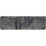Metallic Gold and Steel Leafy Stems Luxury Plisse Brocade with Scalloped Edges