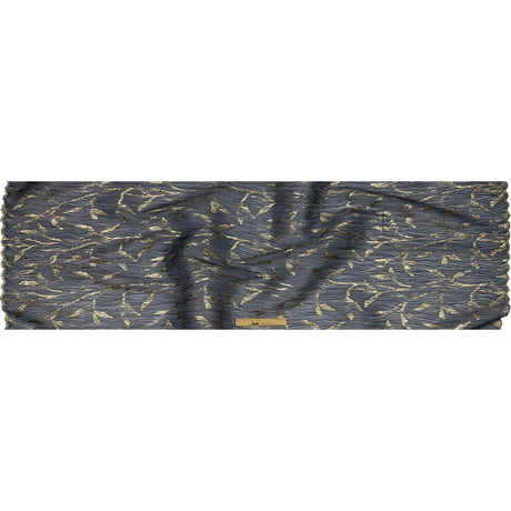 Metallic Gold and Steel Leafy Stems Luxury Plisse Brocade with Scalloped Edges