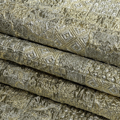 Metallic Silver Plate and GoldFinch Patchwork Luxury Brocade