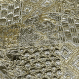 Metallic Silver Plate and GoldFinch Patchwork Luxury Brocade